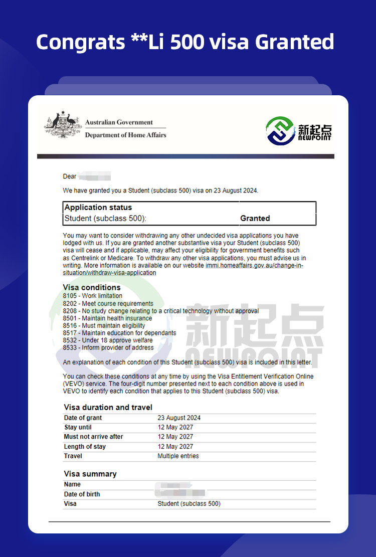 Congrats **Li 500 visa Granted!